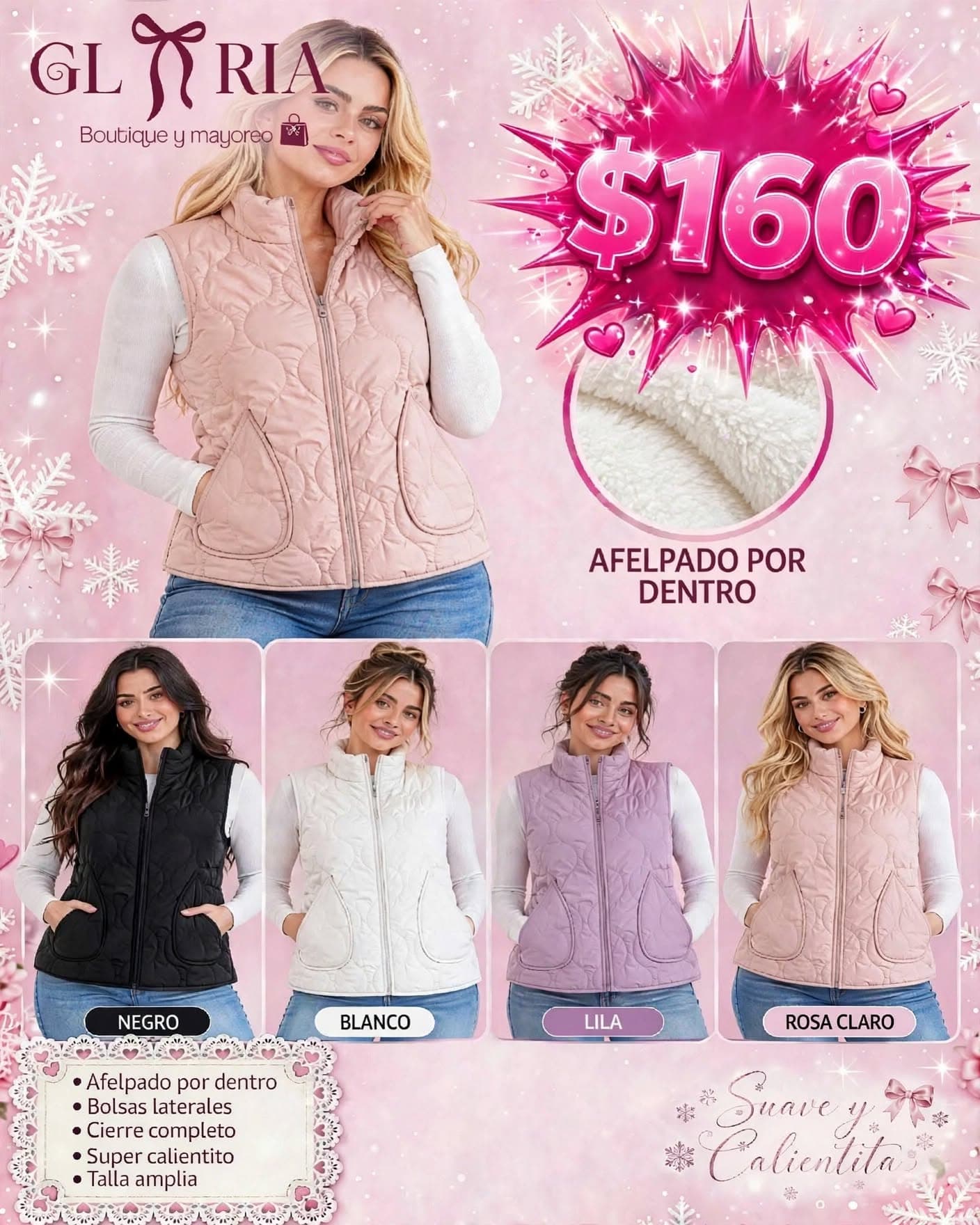 Chaleco acolchado afelpado para mujer