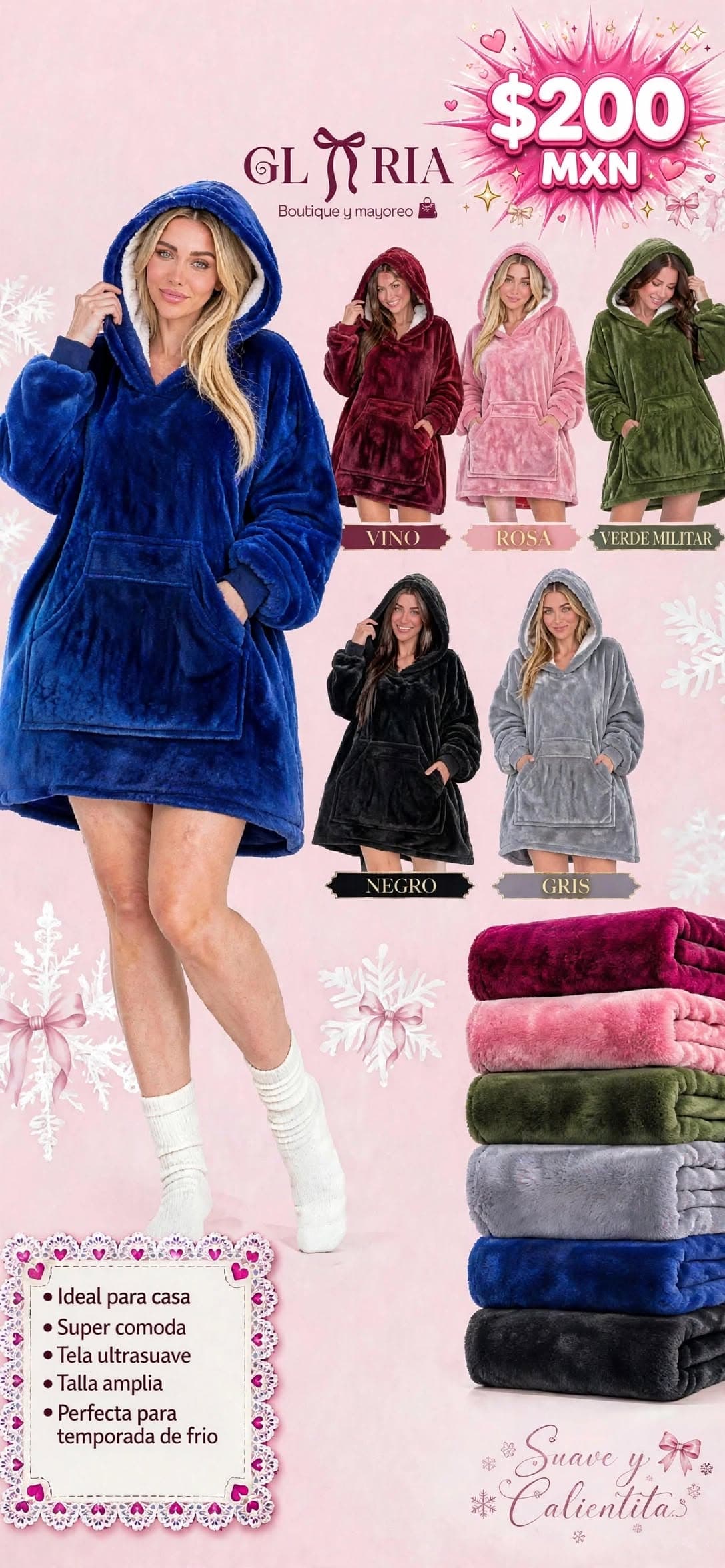 Sudadera tipo cobija afelpada con capucha